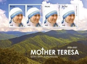 Palau 2010 - Mother Teresa 100th Birthday Anniversary Stamp - Sheet of 4 - MNH