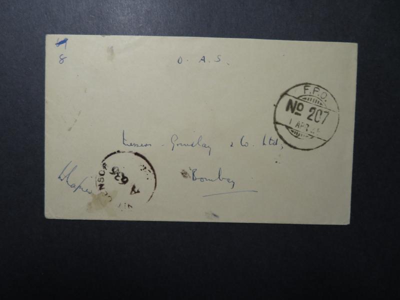 India 1945 Forces Cover / APO 207 (GAUHAT) / Censored - Z12406