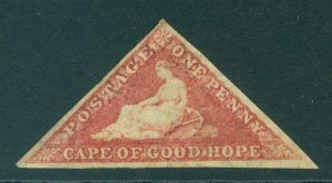 SG 5b Cape of good hope 1855-63. 1d deep rose-red. A fine fresh lightly...