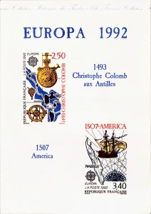 France Europa CEPT 1992 A4 size philatelic document, limited edition