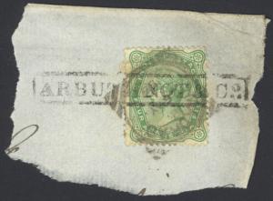 India Sc# 43 Used (a) on cover remnant 1882-1887 4a6p green Queen Victoria 