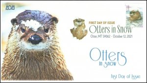 21-287, 2021, Otters in Snow, First Day Cover, Digital Color Postmark, Otter MT