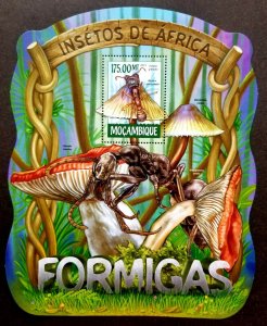 *FREE SHIP Mozambique Insects 2016 Ants Mushroom (ms MNH *odd shape *unusual