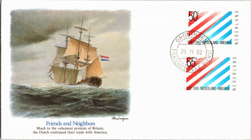 Netherlands, Worldwide First Day Cover, Ships, Americana