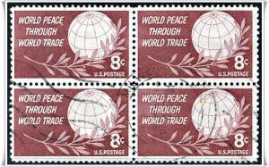♦SC#1129 8¢ World Peace Through World Trade Block (Used)