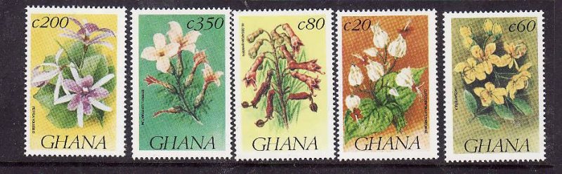 Ghana-Sc#1505//1514-unused NH 1/2 set-Flowers-Flora-1993-