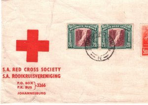 SOUTH WEST AFRICA 20s Pair RED CROSS *Parcel Label* WW2 Windhoek 1942 CDS KA837