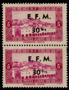 1943 Algeria Expeditionary Force Message Telegraph Stamps 30 Francs/5 C Pair MNH