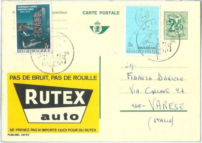 72079 -  BELGIUM - POSTAL HISTORY - Advertising POSTAL STATIONERY CARD Auto 1970