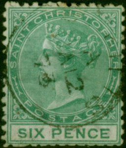 St Christopher 1871 6d Green SG5 Good Used