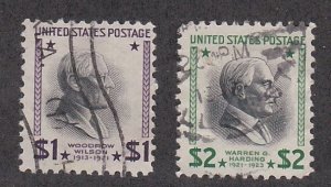 United States # 832-833, Presidents, $1.00 & $2.00, Used, 1/3 Cat.