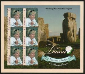 Uganda 1997 Princess Diana Commemoration Sc 1578 Sheetlet MNH # 9158