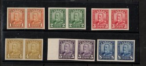 Canada #149b - #154a Extra Fine Never Hinged Imperf Pair Set Of Six