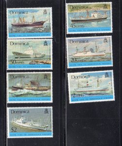 DOMINICA #434-440 1975 SHIPS MINT VF LH O.G