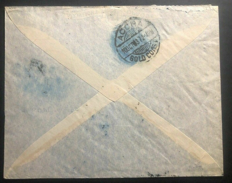 1937 Lagos Nigeria First Opening Flight Cover FFC To Accra Gold Coast