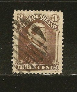 Canada Newfoundland SC#51 Queen Victoria 3Cent Brown Used