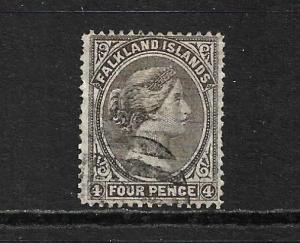 FALKLAND IS 1891-02   4d  BROWNISH BLACK  QV  FU SG 31