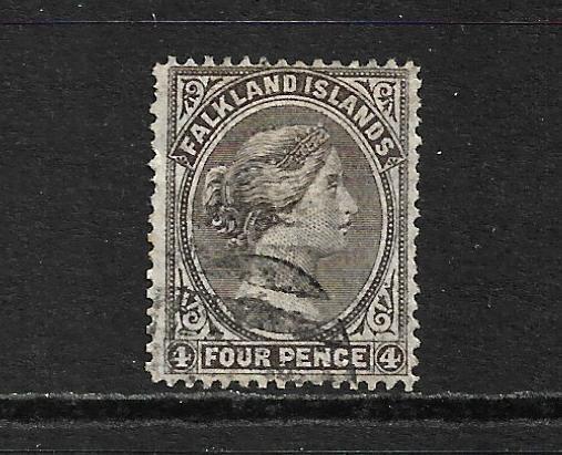 FALKLAND IS 1891-02   4d  BROWNISH BLACK  QV  FU SG 31