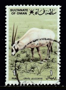 OMAN — SCOTT 236 — 1982 1r ARABIAN ORYX — USED — SCV $15.50
