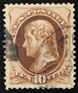 U.S. Used Stamp Scott #161 10c Jefferson. Face-Free CDS Cancel. Choice!