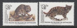 Chile 1394-1395 Cats MNH VF