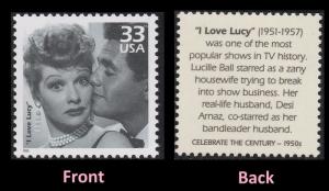 US 3187l Celebrate the Century 1950s I Love Lucy 33c single MNH 1999