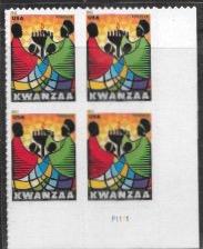 US #4584 Plate Block. Kwanzaa
