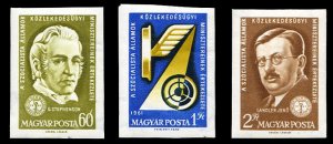 Hungary #1400-1402 Cat$20, 1961 Conference of Postal Ministers, imperf. set o...