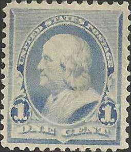 # 219 Dull Blue Mint Heavy Hinged Ben Franklin