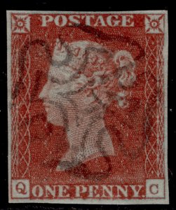 GB QV SG8, 1d red-brown PLATE 39, USED. Cat £120. SCOTTISH MX QC