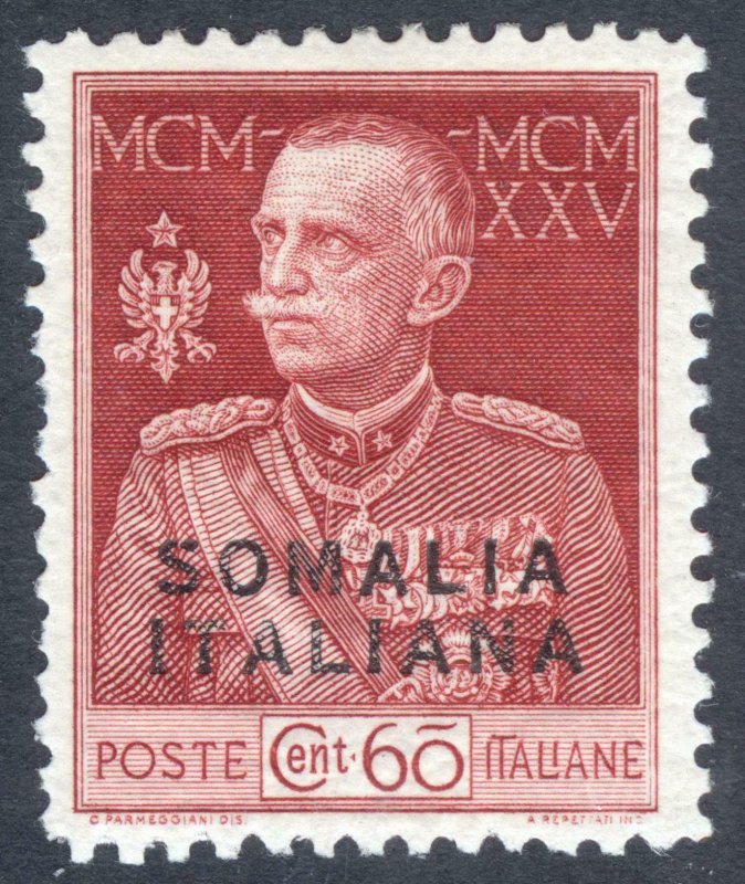 Somalia 1925 60c BrownCarmine Victor Emmanuel PERF 11 Scott 67a LMM/MLH Cat$180