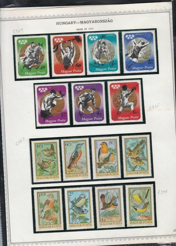 hungary issues of 1973 olympics, birds etc stamps page ref 18300