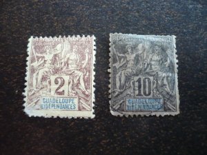 Stamps - French Guadeloupe - Scott# 28, 32 - Used Part Set of 2 Stamps