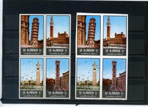 AJMAN 1972 ITALIAN ARCHITECTURE 2 SHEETS OF 4 STAMPS MNH