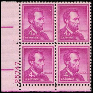 US #1036a LINCOLN MNH LL PLATE BLOCK #25747