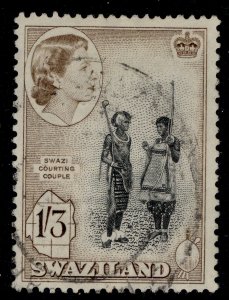 SWAZILAND QEII SG60, 1s 3d black & sepia, FINE USED.