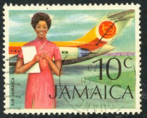 JAMAICA 1972-79 10c Stewardess and Air Jamaica Plane Issue Sc 351 VFU