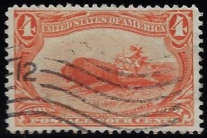 Scott #287 - $95.00 – XF-used – Wavy black machine cancellation. Gorgeous color.