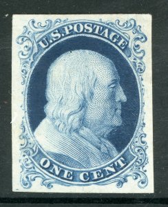USA 1851 Franklin 1¢ Blue  Sc #40P1 (?) Mint G38