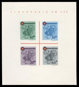 Germany, French Zone - Rhine Palatinate #6NB6a Cat$82.50, 1949 Red Cross souv...