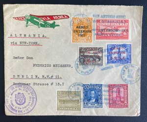 1935 San Antonio Guatemala Airmail Cover To Berlin Germany Via New York