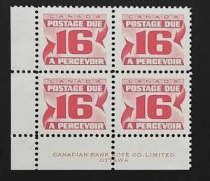 Canada J37i Plate Block LL VF MNH