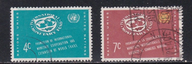 United Nations - New York # 90-91, Int'l Monetary Fund Seal, Used, 1/3 Cat.
