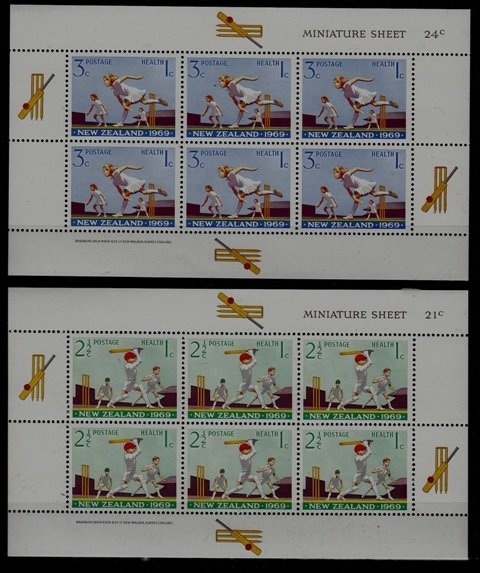 New Zealand B77a-78a MNH m/s Cricket SCV24