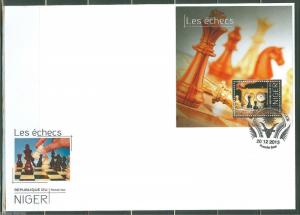 NIGER  2013  CHESS PIECES  SOUVENIR SHEET  FIRST DAY COVER