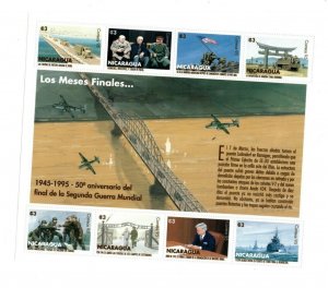 Nicaragua 1994 - Anniversary of WWII - Sheet of 8 Stamps - MNH