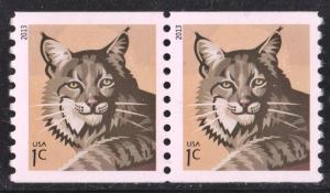 SC#4802 1¢ Bobcat Coil Pair (2013) MNH