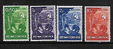 VIETNAM, 79-82, MINT HINGED, FARMERS, TRACTOR & VILLAGE