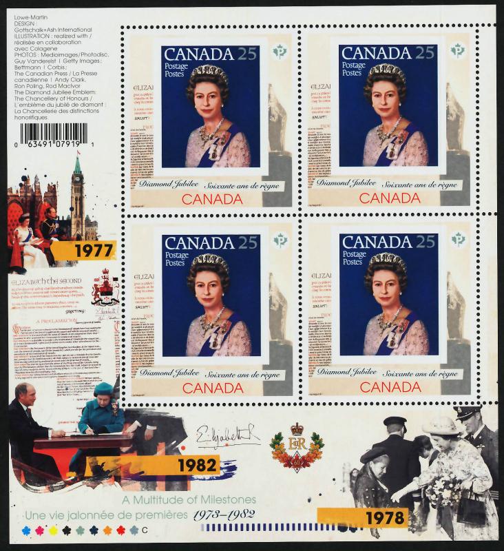 Canada 2515i MNH Queen Elizabeth II Diamond Jubilee, Stamp on Stamp