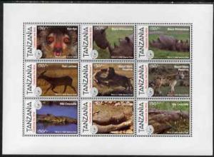 Tanzania 1995 The Sierra Club perf sheetlet containing 9 ...